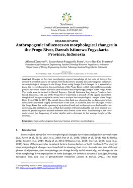 Anthropogenic Influences on Morphological Changes in the Progo River, Daerah Istimewa Yogyakarta Province, Indonesia
