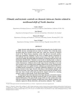 Climatic and Tectonic Controls on Jurassic Intra-Arc Basins Related to Northward Drift of North America