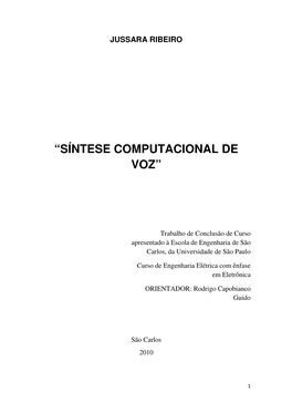 “Síntese Computacional De Voz”