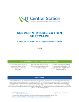 Server Virtualization Software Report from IT Central Station