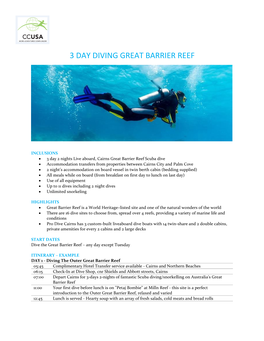 3 Day Diving Great Barrier Reef