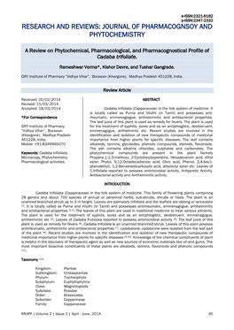 Journal of Pharmacognsoy and Phytochemistry