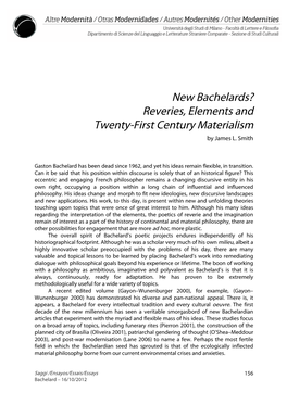 New Bachelards? Reveries, Elements and Twenty-First Century Materialism