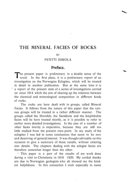 THE MINERAL FACIES of ROCKS Preface