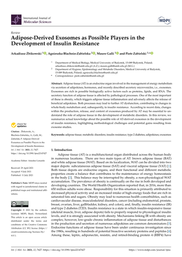 Adipose-Derived Exosomes As Possible Players in the Development of Insulin Resistance