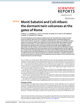 Monti Sabatini and Colli Albani: the Dormant Twin Volcanoes at the Gates of Rome F