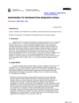 Responses to Information Requests