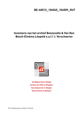 BDRF Bonnevalle & Van Den Bosch