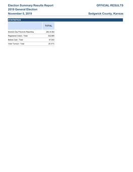 Election Summary Results Report with Write-Ins