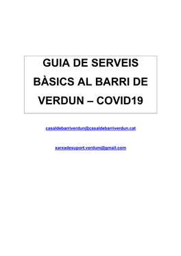 Guia De Serveis Bàsics Al Barri De Verdun – Covid19