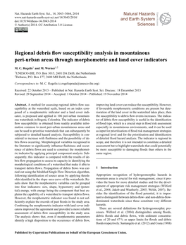 Regional Debris Flow Susceptibility Analysis in Mountainous Peri-Urban