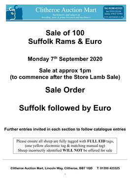 Sale Order Suffolk Followed by Euro