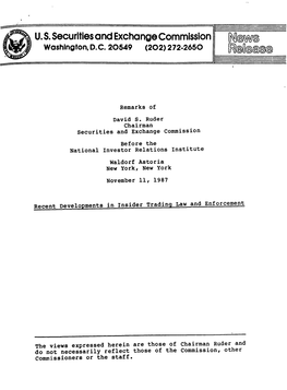 Recent Developments in Insider Trading Law and Enforcement