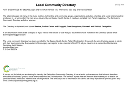 Local Community Directory January 2016