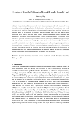 Evolution of Scientific Collaboration Network Driven by Homophily And