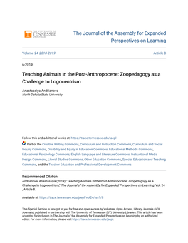 Teaching Animals in the Post-Anthropocene: Zoopedagogy As a Challenge to Logocentrism