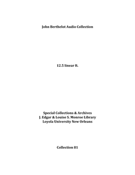 John Berthelot Audio Collection