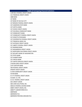 Eligible Financial Institutions