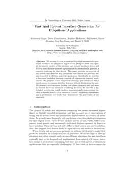 Fast and Robust Interface Generation for Ubiquitous Applications