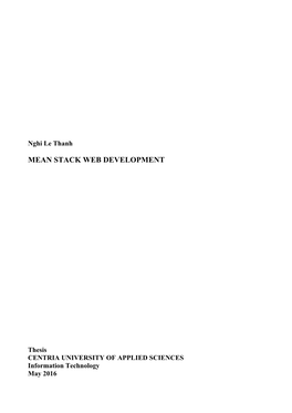 Mean Stack Web Development