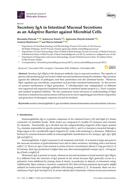 Secretory Iga in Intestinal Mucosal Secretions As an Adaptive Barrier Against Microbial Cells