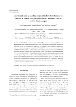 Growth and Early Gonadal Development in Boreal Barbatula Oreas (Jordan & Fowler, 1903) Introduced Into a Temperate River in Central Honshu, Japan