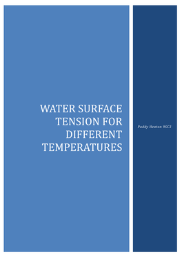 Water Surface Tension for Different Temperatures 55