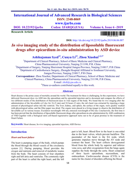 In Vivo Imaging Study of the Distribution of Liposoluble Fluorescent Drugs After Epicardium In-Situ Administration by ASD Device