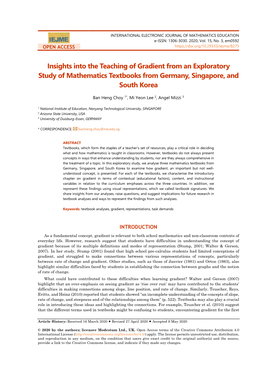 Insights Into the Teaching of Gradient from an Exploratory Study of Mathematics Textbooks from Germany, Singapore, and South Korea