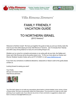 Villa Rimona Zimmers' FAMILY FRIENDLY VACATION GUIDE TO