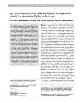 Speciation and Long- and Short-Term Molecular-Level Dynamics of Soil Organic Sulfur Studied by X-Ray Absorption Near-Edge Structure Spectroscopy