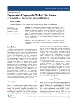 Exponentiated Exponential Weibull Distribution: Mathematical Properties and Application