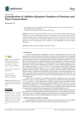 Consideration of Additive Quantum Numbers of Fermions and Their Conservations