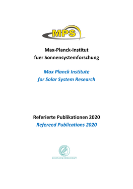 Referierte Publikationen 2020 Refereed Publications 2020