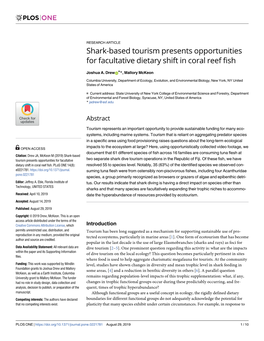 Shark-Based Tourism Presents Opportunities for Facultative Dietary Shift in Coral Reef Fish