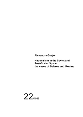 Alexandra Goujon Nationalism in the Soviet and Post-Soviet Space