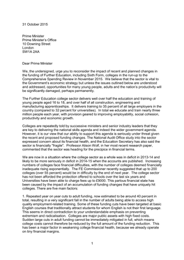 College Chairs Letter to Number 10