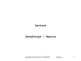 Lecture Javascript – Basics