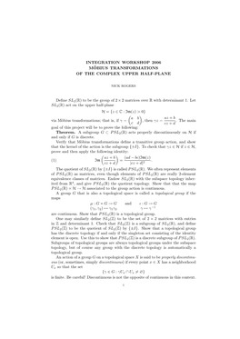 Nice Group Actions on the Upper Half Plane