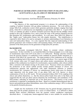 PARTICLE GENERATION and EVOLUTION in SILANE (Sih4