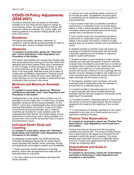 COVID-19 Policy Adjustments (2020-2021)