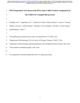 ISG15-Dependent Activation of the RNA Sensor MDA5 and Its Antagonism By