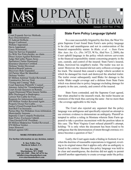 Update on the Law, January 2010