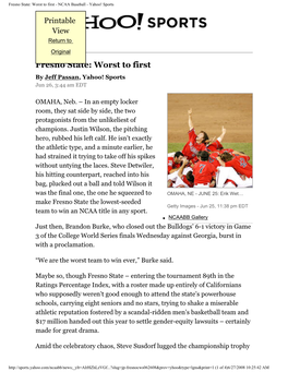 Fresno State: Worst to First - NCAA Baseball - Yahoo! Sports