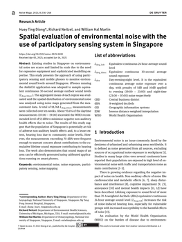 Spatial Evaluation of Environmental Noise with the Use of Participatory Sensing System in Singapore