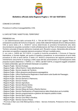 Bollettino Ufficiale Della Regione Puglia N. 101 Del 16/07/2015