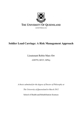 Soldier Load Carriage: a Risk Management Approach