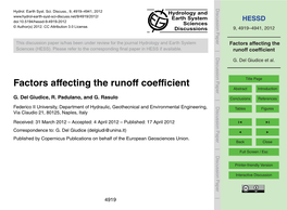 Factors Affecting the Runoff Coefficient