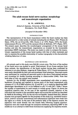 The Adult Mouse Facial Nerve Nucleus: Morphology and Musculotopic Organization K