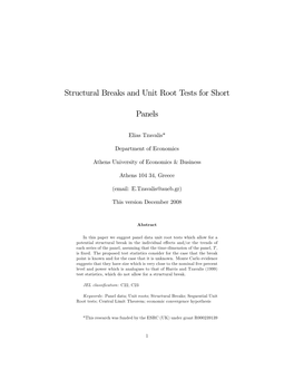 Structural Breaks and Unit Root Tests for Short Panels